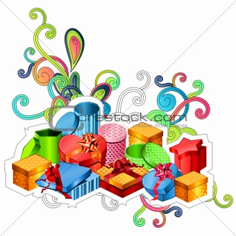 Gift boxes with modern festive elements