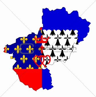 map with flag of Pays de la Loire