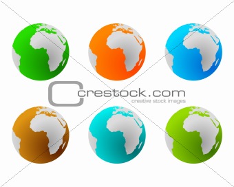 Globes in various colours