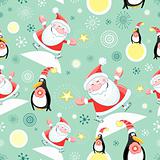 seamless pattern of Santa and Penguins