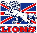 Lion attacking GB British union jack flag