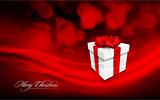 Deep Red Christmas Greeting Gift Box and Ribbon Bouque