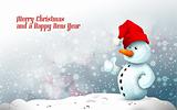 Snowman with Santa's Hat in Frozen Winter | Christmas Greeting B