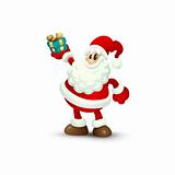 Isolated Santa Claus Holding Gift in Hand