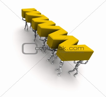 Team of People Carrying 'WWW' Yellow