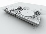 DJ Turntables 3D Sketch