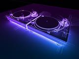 DJ Turntables 3D Neon Sketch