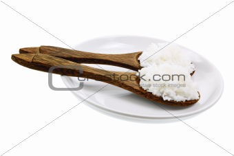 Steamed Rice on Plate