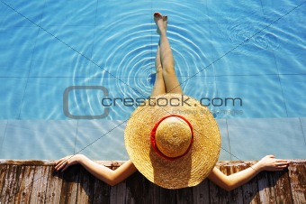 Woman at poolside