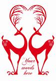 red deers with heart, vector