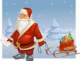Santa Claus with sled