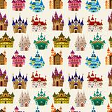 cartoon Fairy tale castle seamless pattern