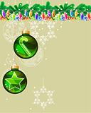Christmas greeting card with  green balls