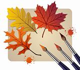 Brushes with autumn colors