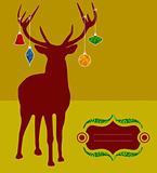 Christmas reindeer silhouette greeting card