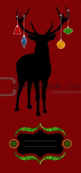 Christmas reindeer silhouette greeting card