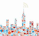 Social media network city concept