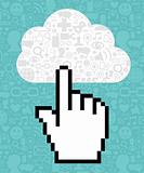 Cloud computing cursor icon hand 