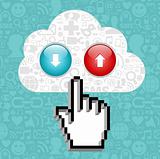 Cloud computing button and cursor hand.