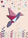 Single Origami hummingbird in pink