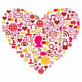 Social media icons in heart shape