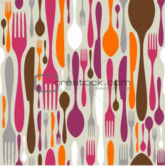 Cutlery silhouette icons pattern background 