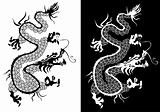 Black and white chinese dragon vector.