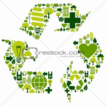 Recycle symbol with environmental icons