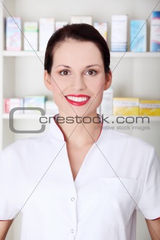 Smiling pharmacist.