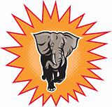 african elephant charging halftone dots