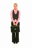 Full length portrait of modern business woman with briefcase
