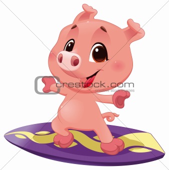 Pig with surf.