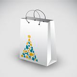White shopping bag with christmas motive