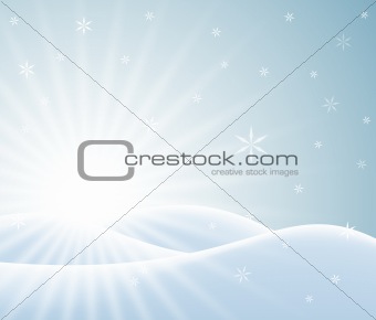 Winter card with snowy landscape