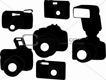 Digital photo cameras silhouette
