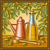 Retro olive oil still life