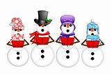 Snowman Carolers Singing Christmas Songs Illustration