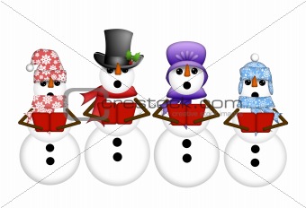 Snowman Carolers Singing Christmas Songs Illustration