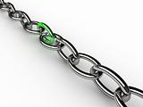 Chain with an outstanding green link