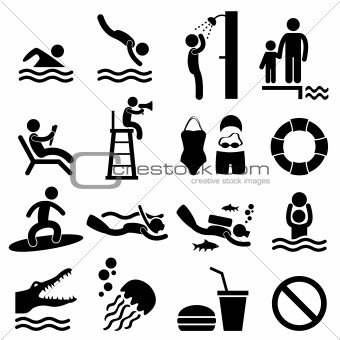 Swimming Pool Sea Beach Icon Symbol