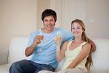 Couple drinking a glass of wine