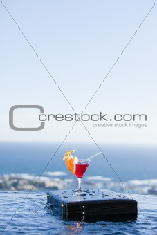 Portrait of a cocktail on a briefcase