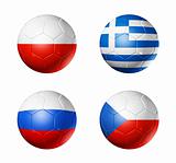 national flags on soccer balls