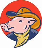 pig with cowboy hat and bandana