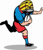 rugby player train mascot running fending ball