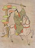Japanese Samurai warrior riding horse