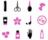 Manicure icons isolated on white ( wild pink & black )