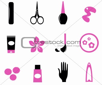 Manicure icons isolated on white ( wild pink & black )