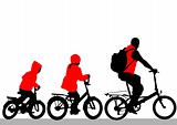 Family on cyclist