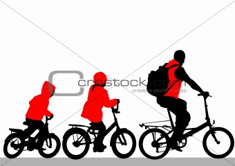 Family on cyclist